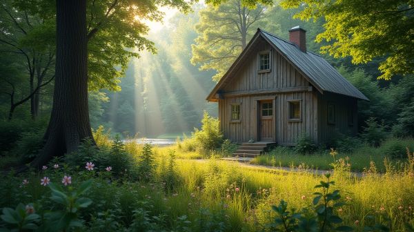 Oasis naturelle avec un chalet habitable en bois